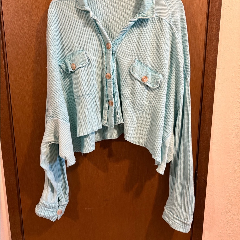 Free People Light Blue Crop Top